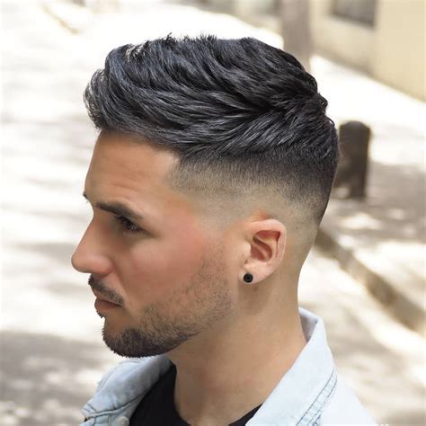 Shadow <strong>Fade</strong> with A Side Part. . Mens fade haircut long on top